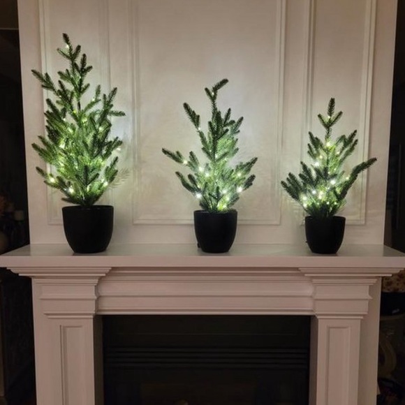 Wondershop Pre-lit Potted Balsam Fir Mini Artificial Christmas Tree Set of 3 - Picture 2 of 6